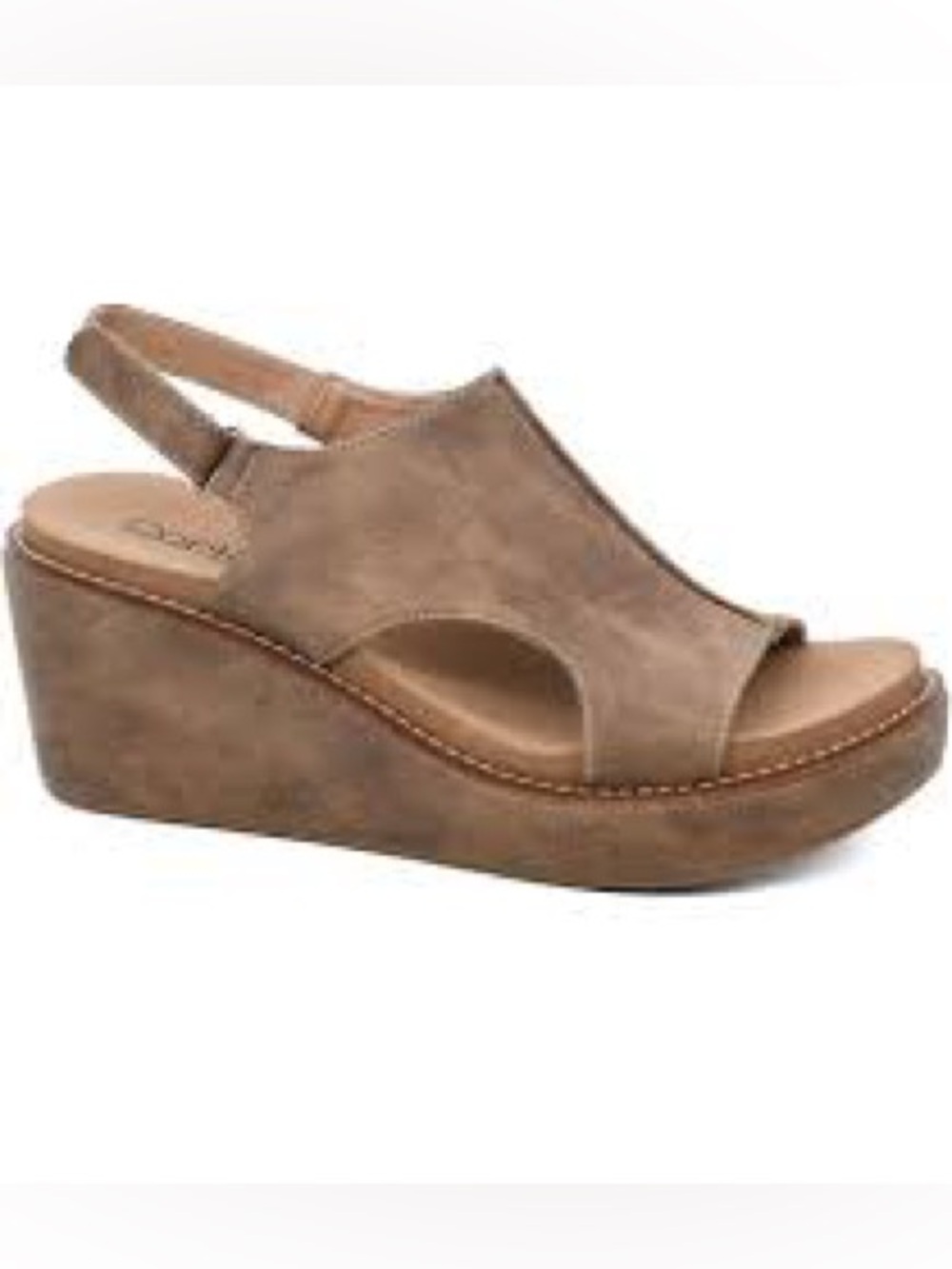 Corkys Taupe Open-Toe Wedge Slingback Sandals